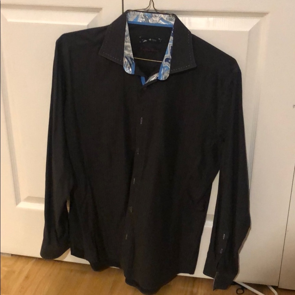 Stone Rose Black Button Down w/ Paisley Detail